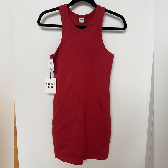 Aritzia Sunday Best Melody Racer Back Dress in Red, NEW! - Picture 1 of 4